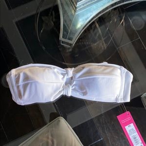 White strapless bathing suit top